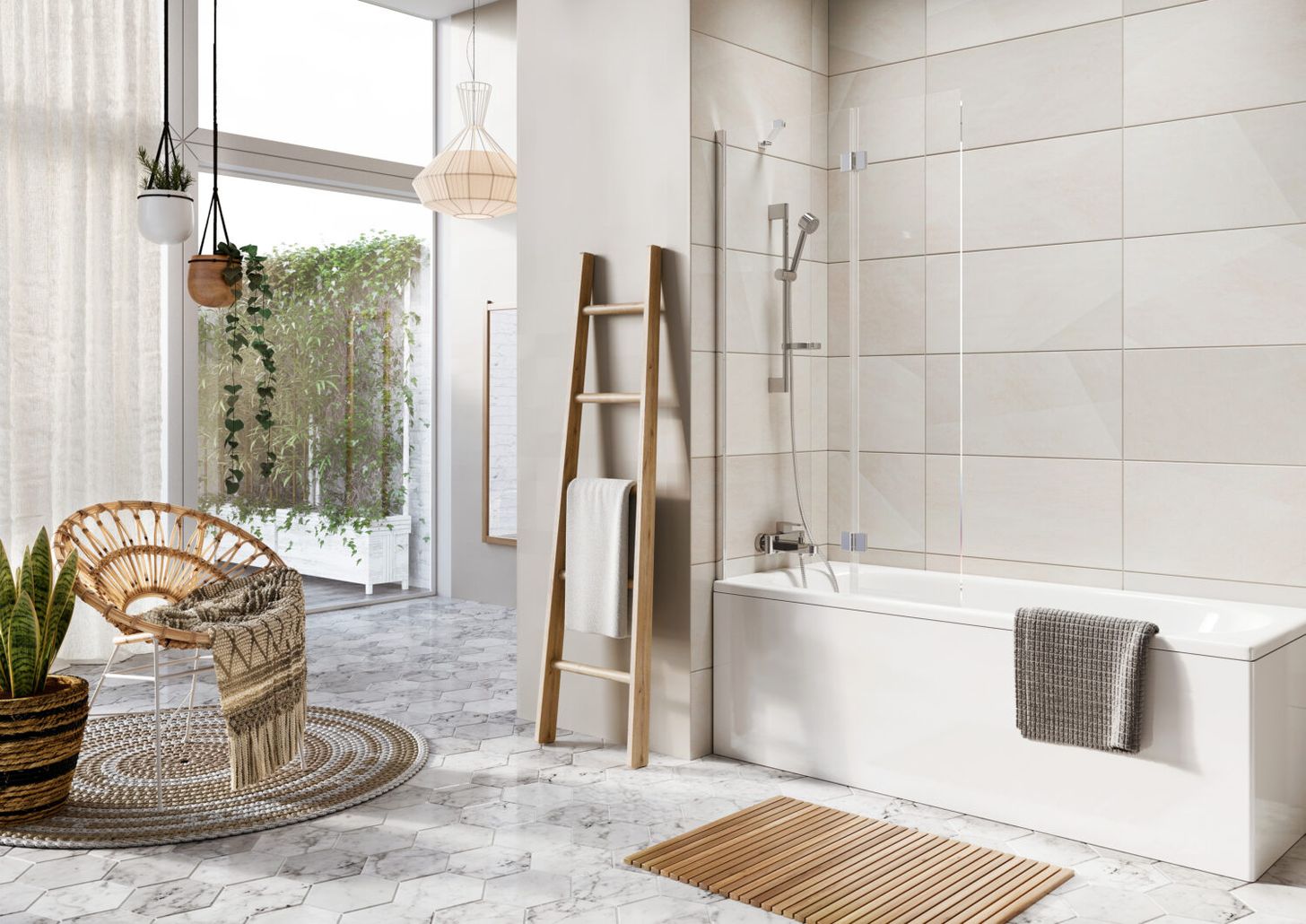 Thalia Outward Opening Bath Screen 900 x 1500mm