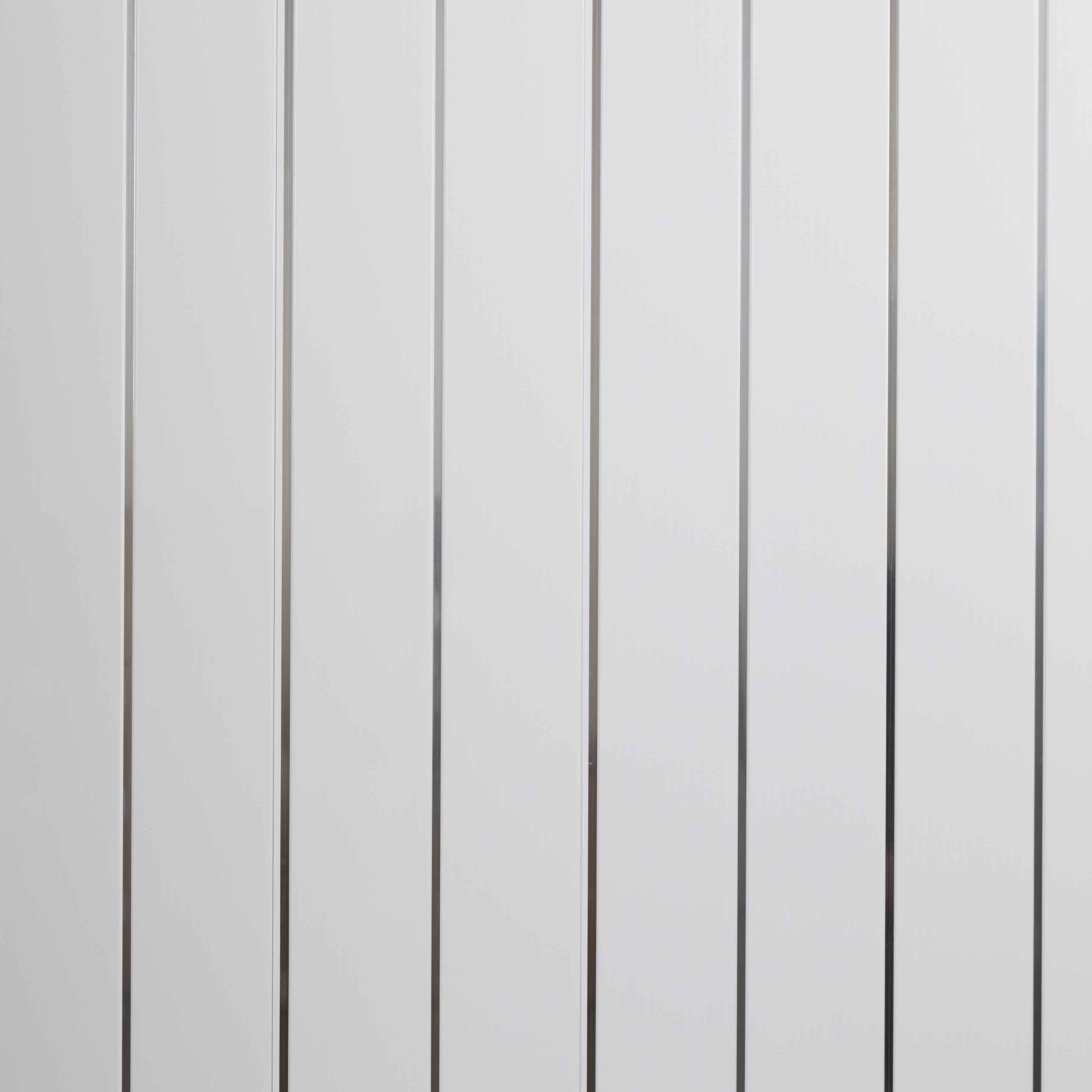 8mm White Two Silver Strip Gloss Ceiling Panels - 2.7m x 250mm (Pack of 4)