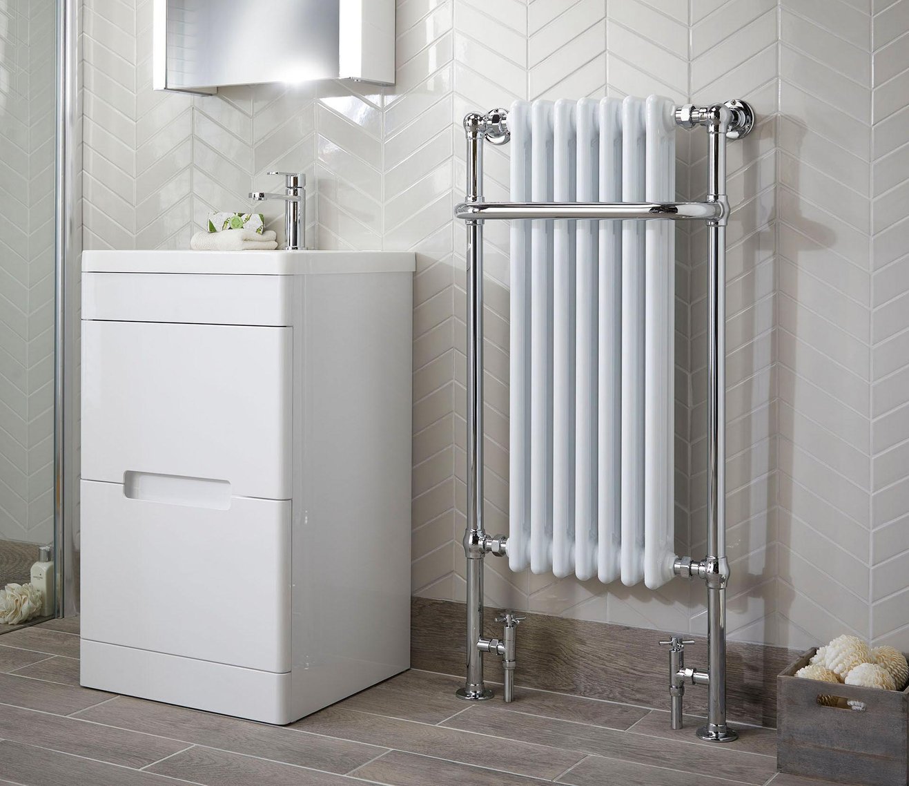 Dunbar 553 x 1130mm Towel Warmer CP/White