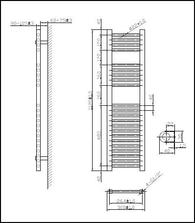 Maree 300 x 1120mm Straight
