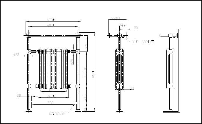 Dunbar 963 x 673mm Towel Radiator CP/White
