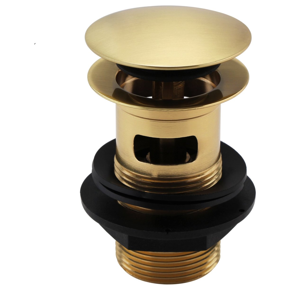 ASP Push Button Washbasin Waste No Shroud - Slotted Brushed Brass