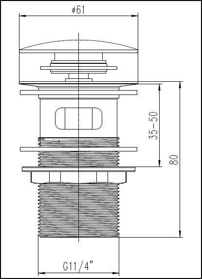 ASP Push Button Washbasin Waste No Shroud - Slotted CP