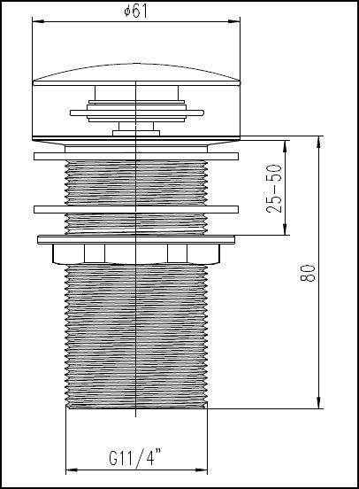 ASP Push Button Washbasin Waste No Shroud - Unslotted CP