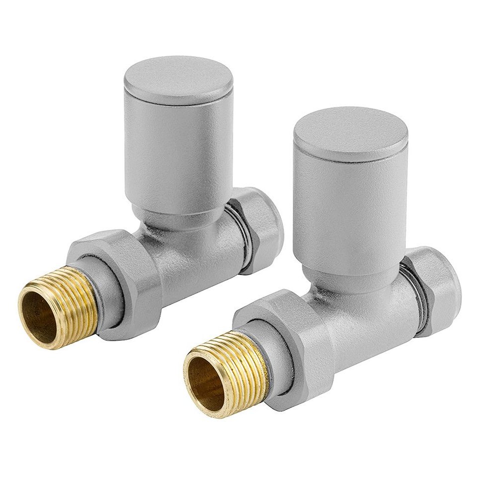 ASP Towel Warmer Modern Radiator Valve - Straight Grey Pair