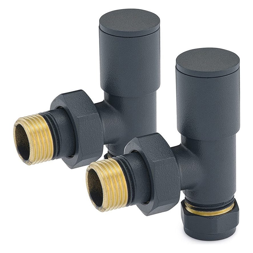 ASP Towel Warmer Modern Radiator Valve - Angled Anth Pair