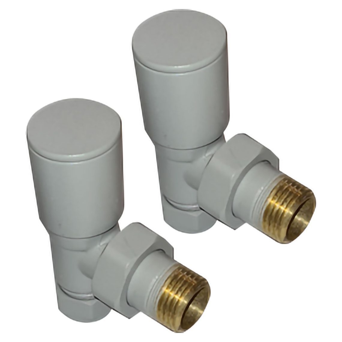 ASP Towel Warmer Modern Radiator Valve - Angled Grey Pair