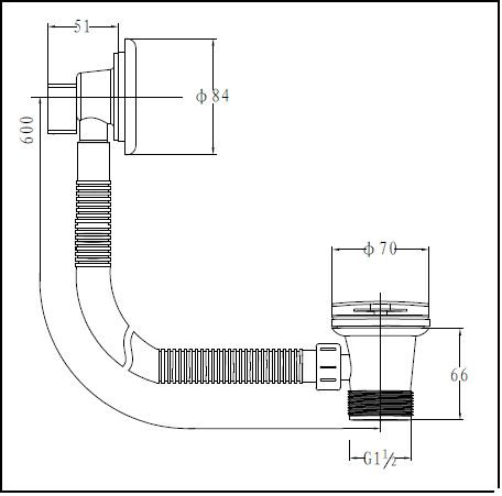 ASP Easy Clean Push Button Bath Waste/Overflow CP