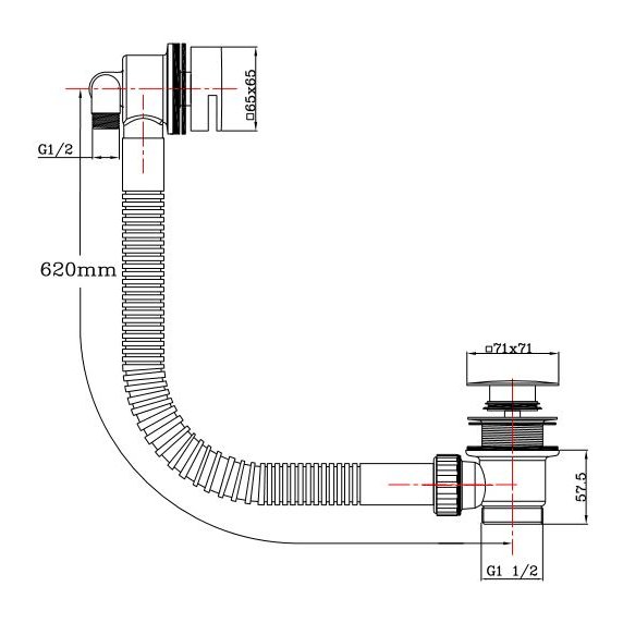 ASP Bath Combi Filler (Square) Click Waste and Overflow