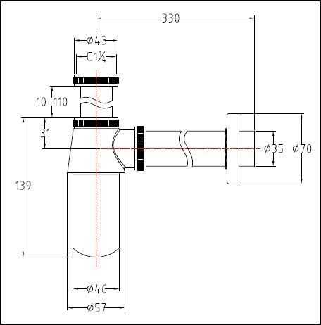 ASP 1 1/4'' Round Bottom Adjustable Bottle Trap CP