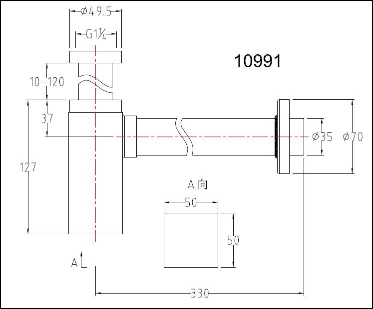 ASP 1 1/4'' Square Bottle Trap