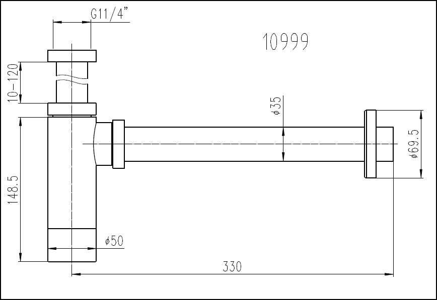 ASP 1 1/4'' Minimalist Adjustable Bottle Trap CP