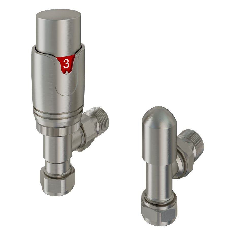 15mm Angled TRV & lockshield valve