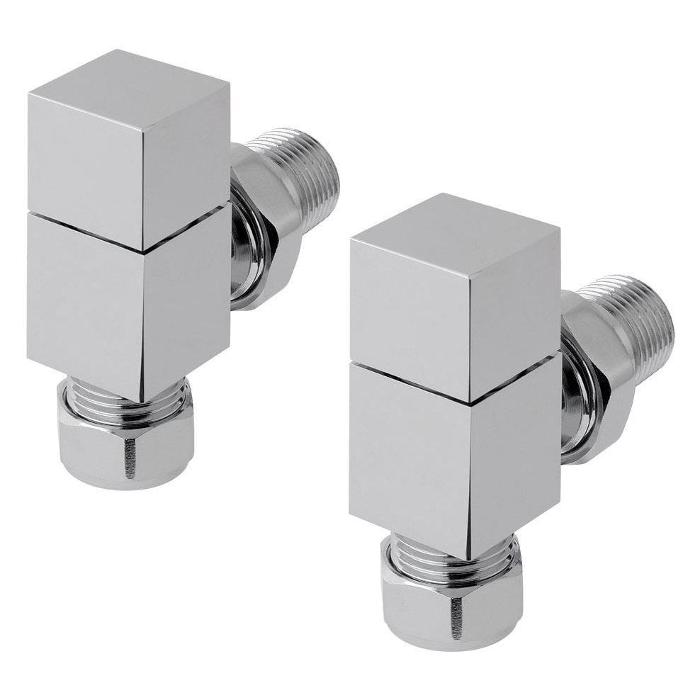 Angled square radiator valve (pair) Chrome