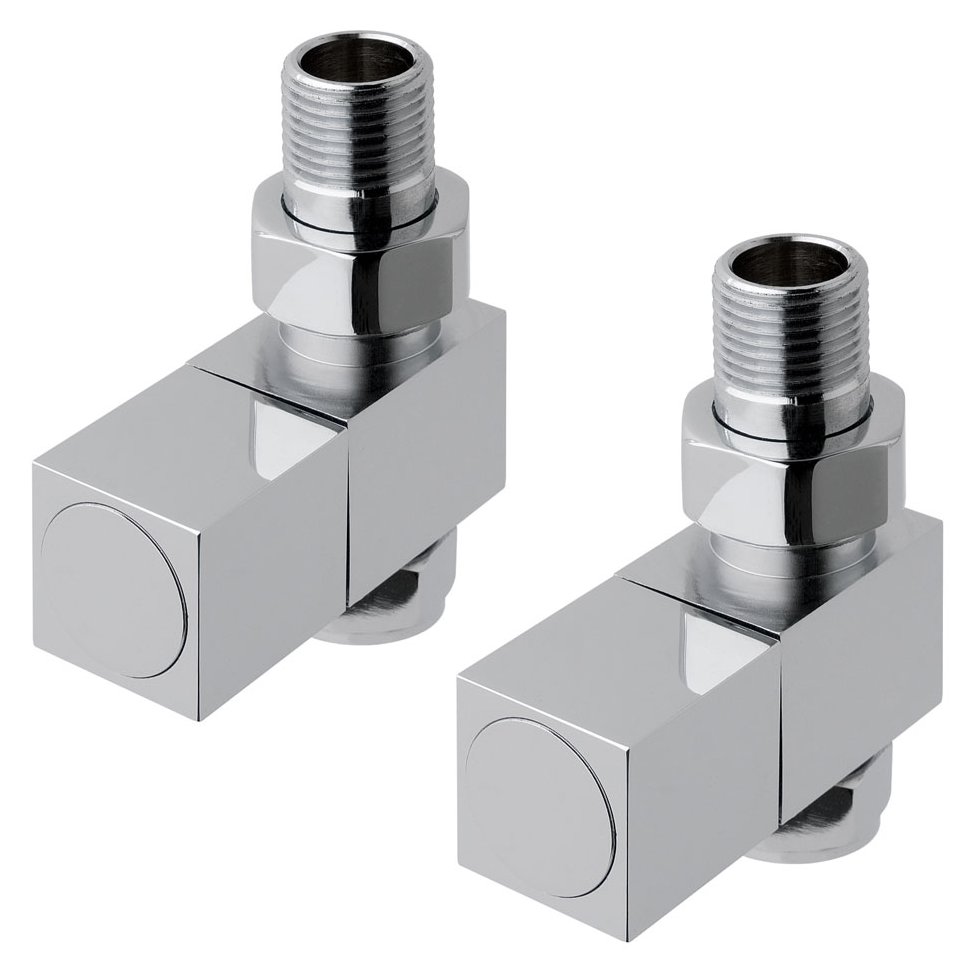Straight square radiator valve (pair) Chrome
