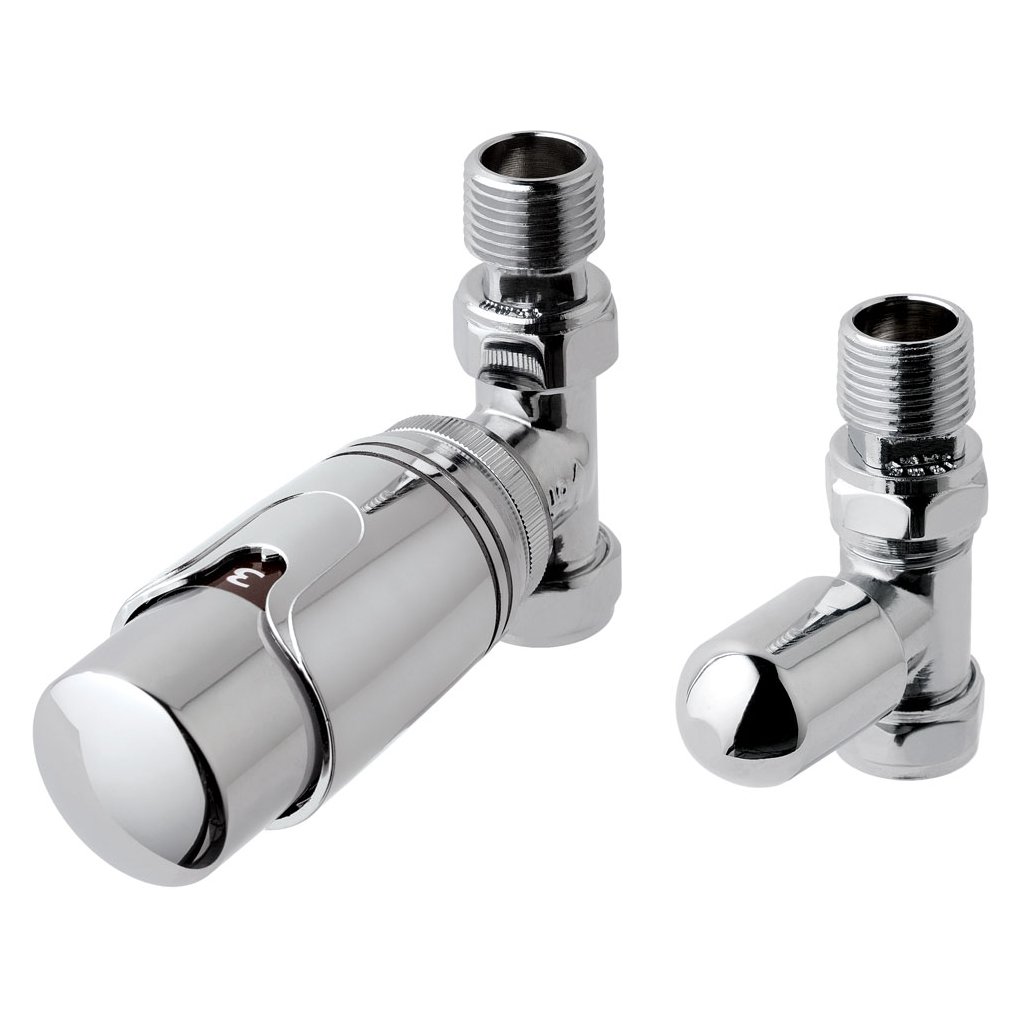 New 15mm Straight TRV & Lockshield Valve Chrome