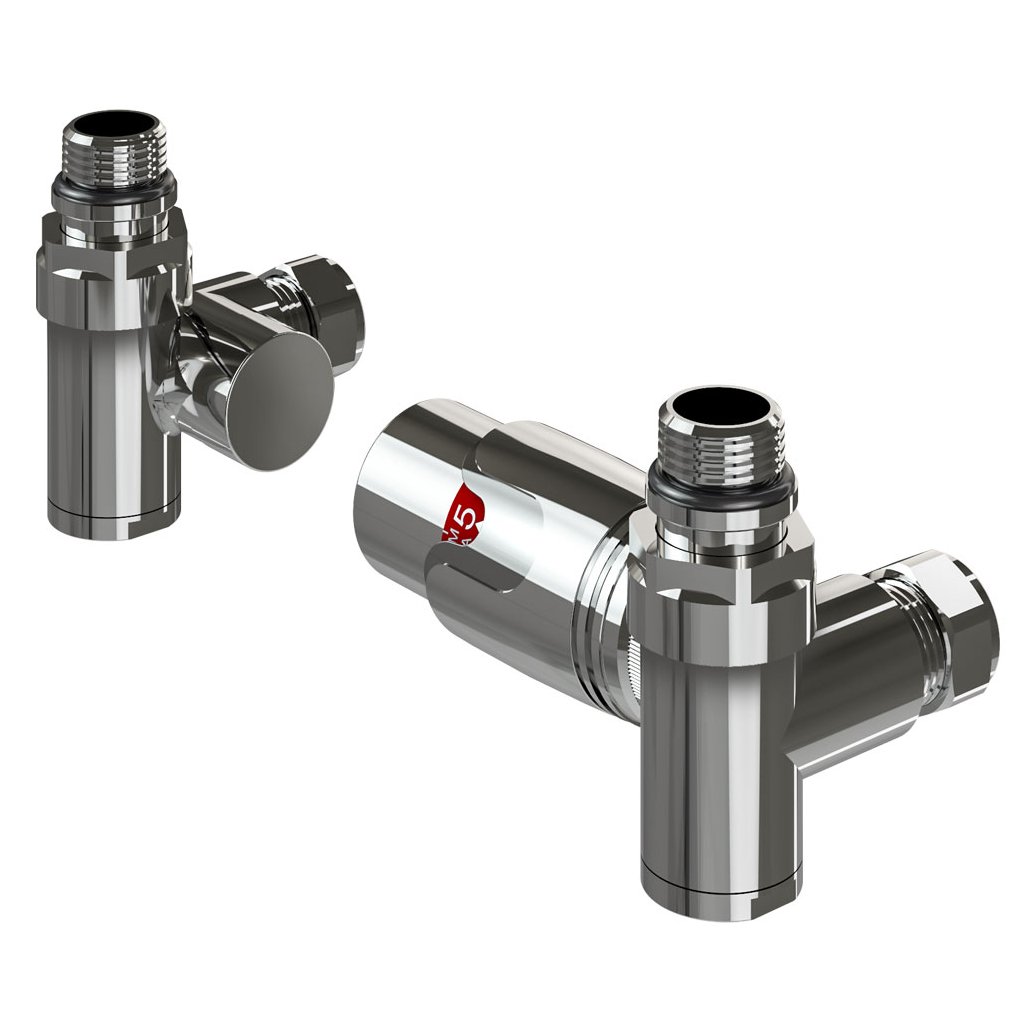 15mm Corner Dual Fuel TRV & Lockshield Valve Chrome