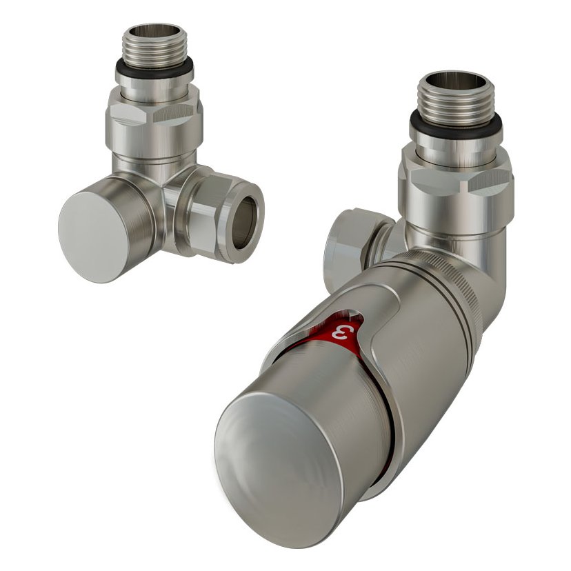 15mm Corner TRV & lockshield valve