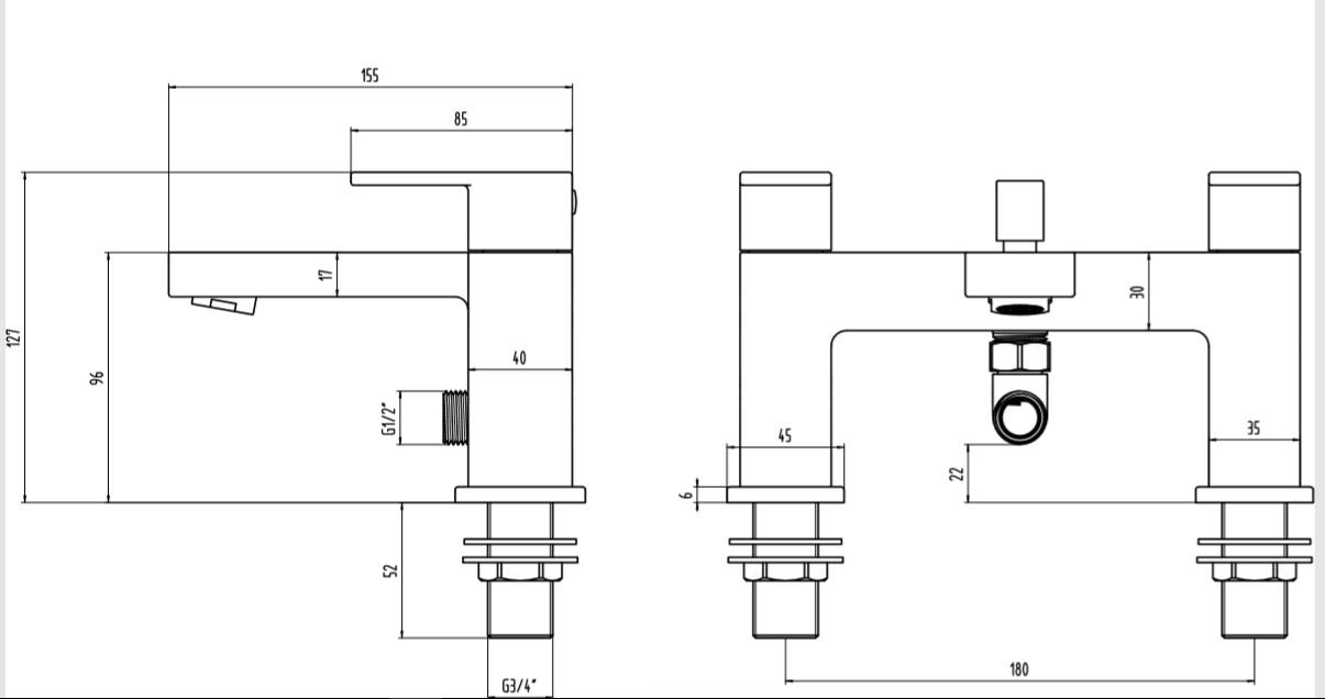 Fife Deck Bath Shower Mixer and Kit