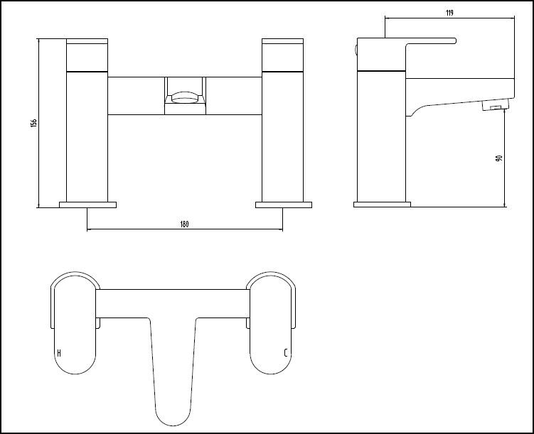 Galston Deck Bath Filler CP