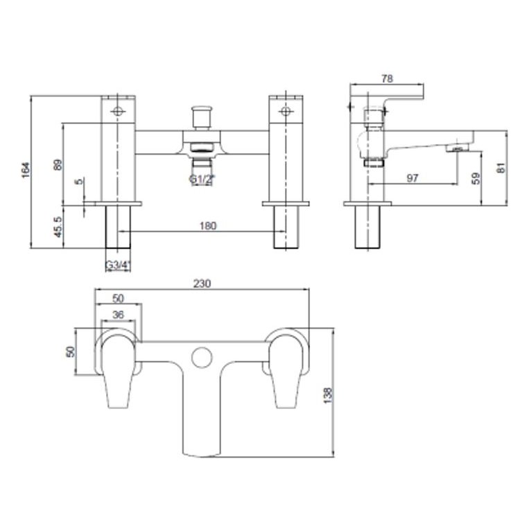 Earn Deck Bath Shower Mixer and Kit
