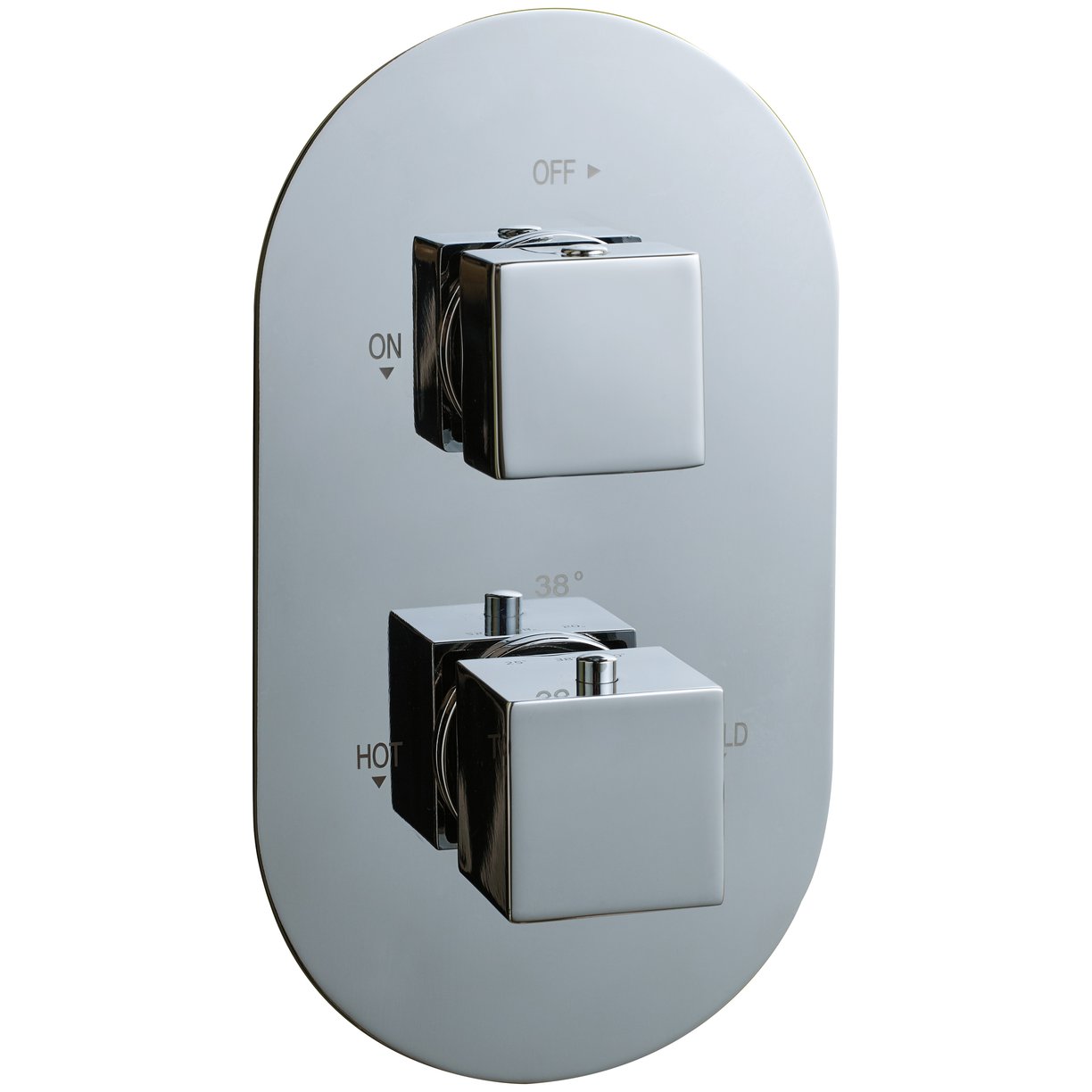 Oban Single Flow Concealed Shower Valve with Oval Faceplate & Square Handles