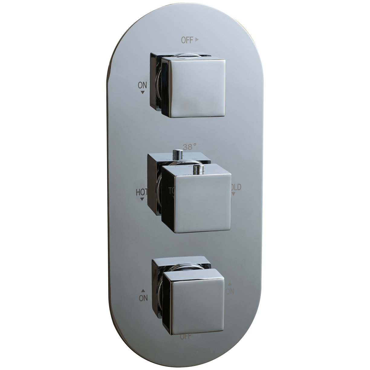 Oban Dual Flow Concealed Shower Valve with Oval Faceplate & Square Handles