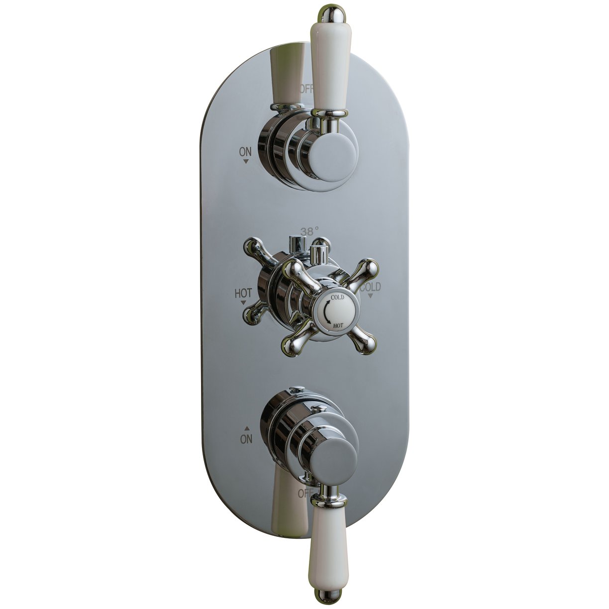 Oban Dual Flow Concealed Shower Valve with Oval Faceplate & Traditional Handles