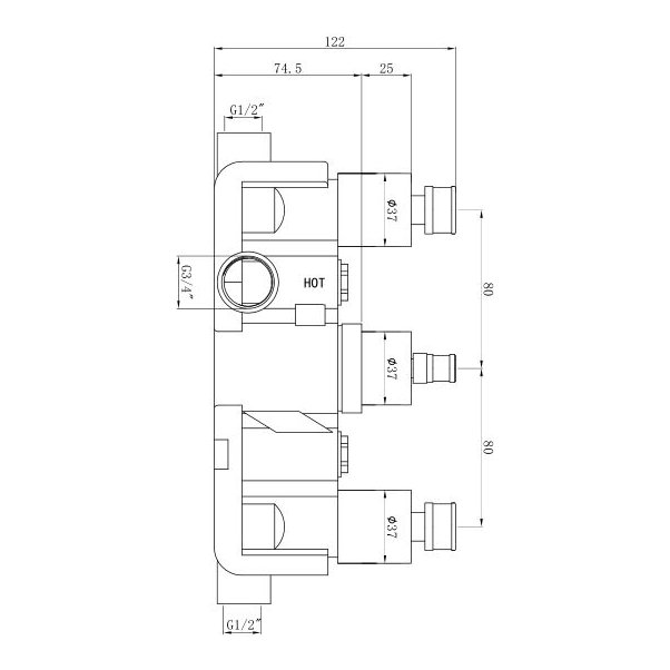 Oban 3 Dual Shower Valve Body