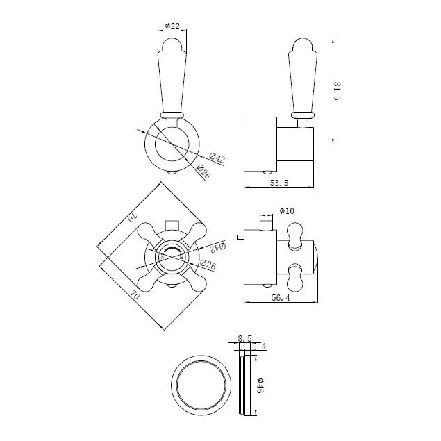 Oban Traditional 2 Shower Handle Pack