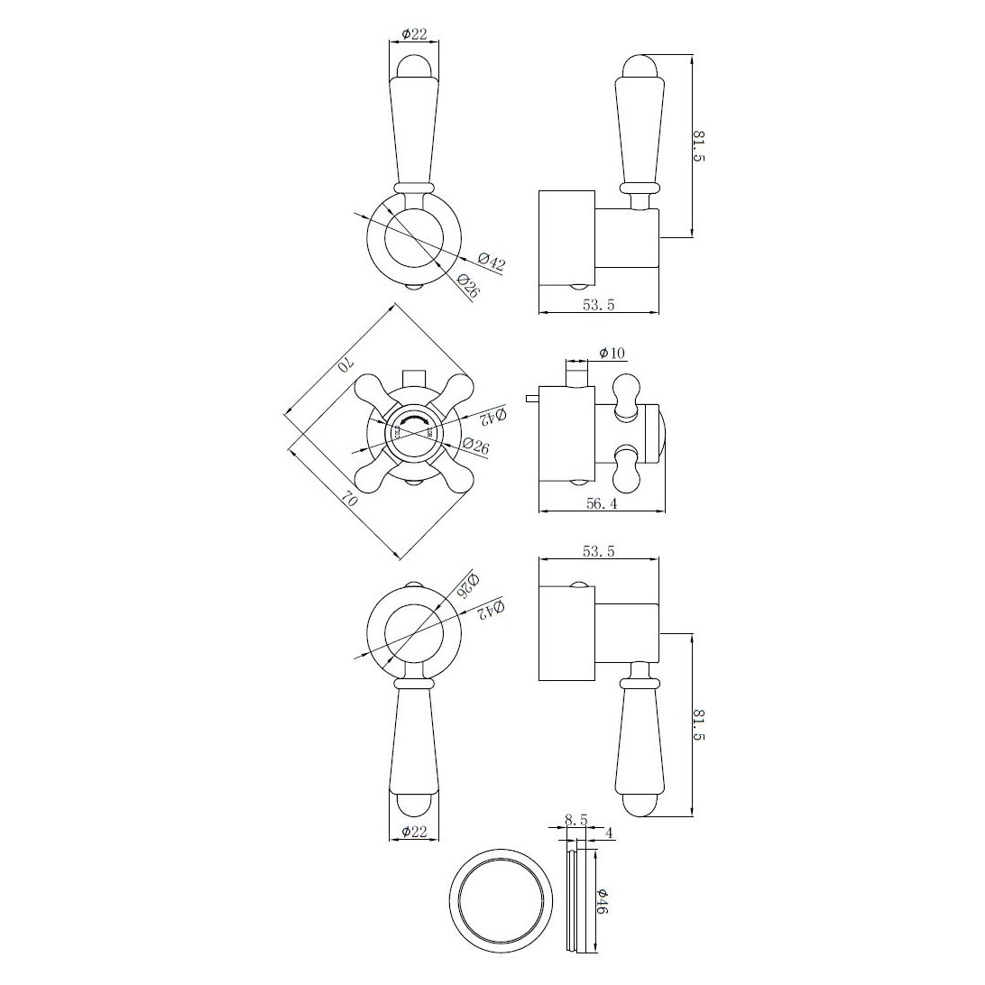 Oban Traditional 3 Handle Shower Pack