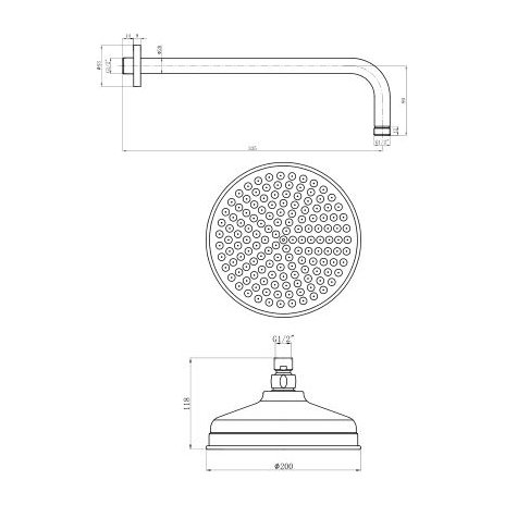 Dunbar Fixed Shower Head and Arm