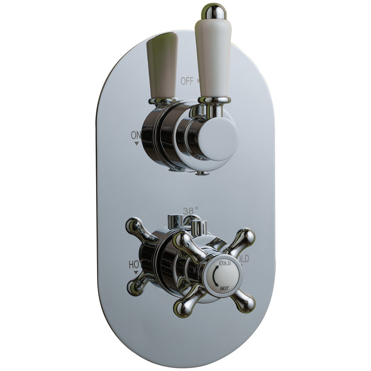 Oban Dual Flow Concealed Shower Valve with Oval Faceplate & Traditional Handles