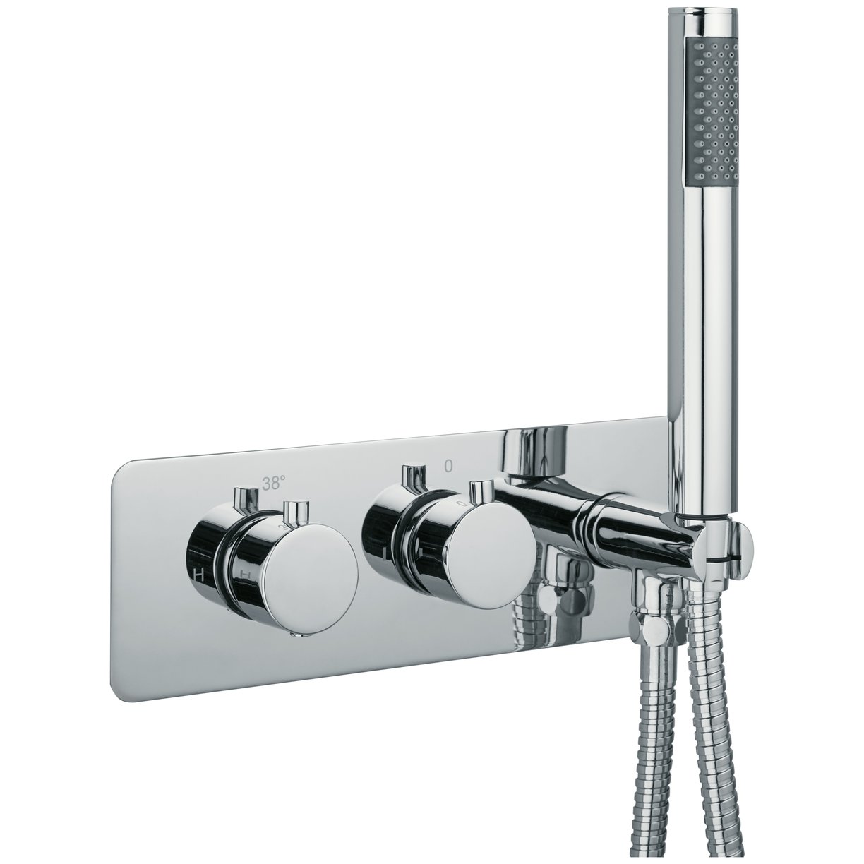 Oban 2 Horizontal Shower Valve and Hansdet Round