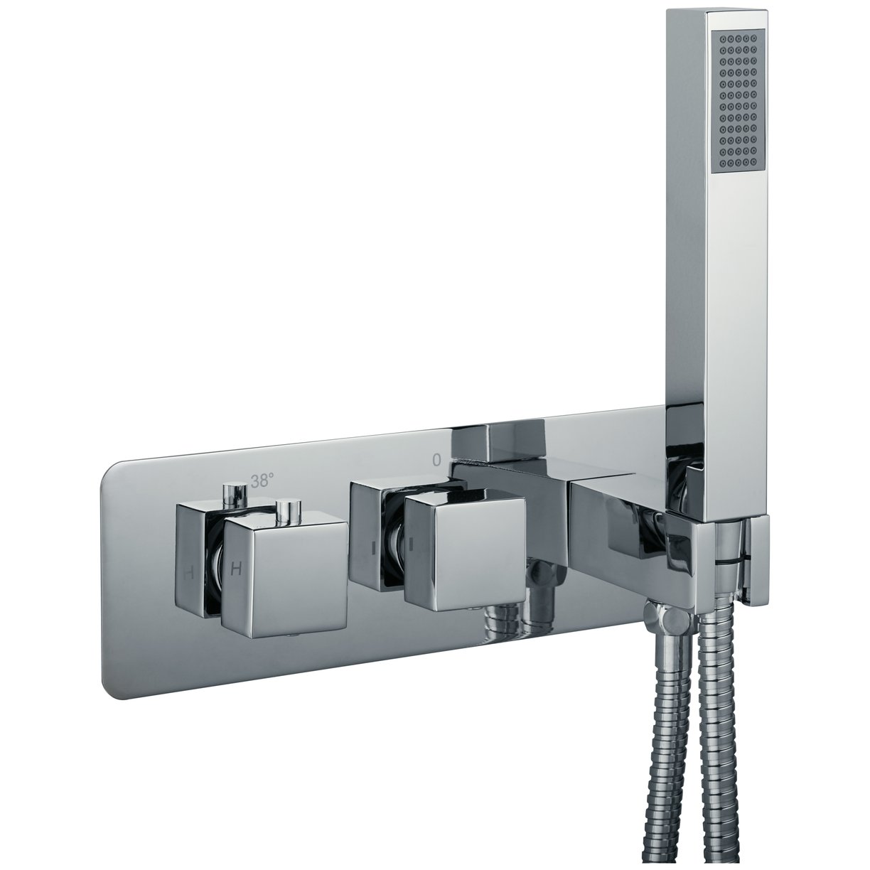 Oban 2 Horizontal Shower Valve and Hansdet Square