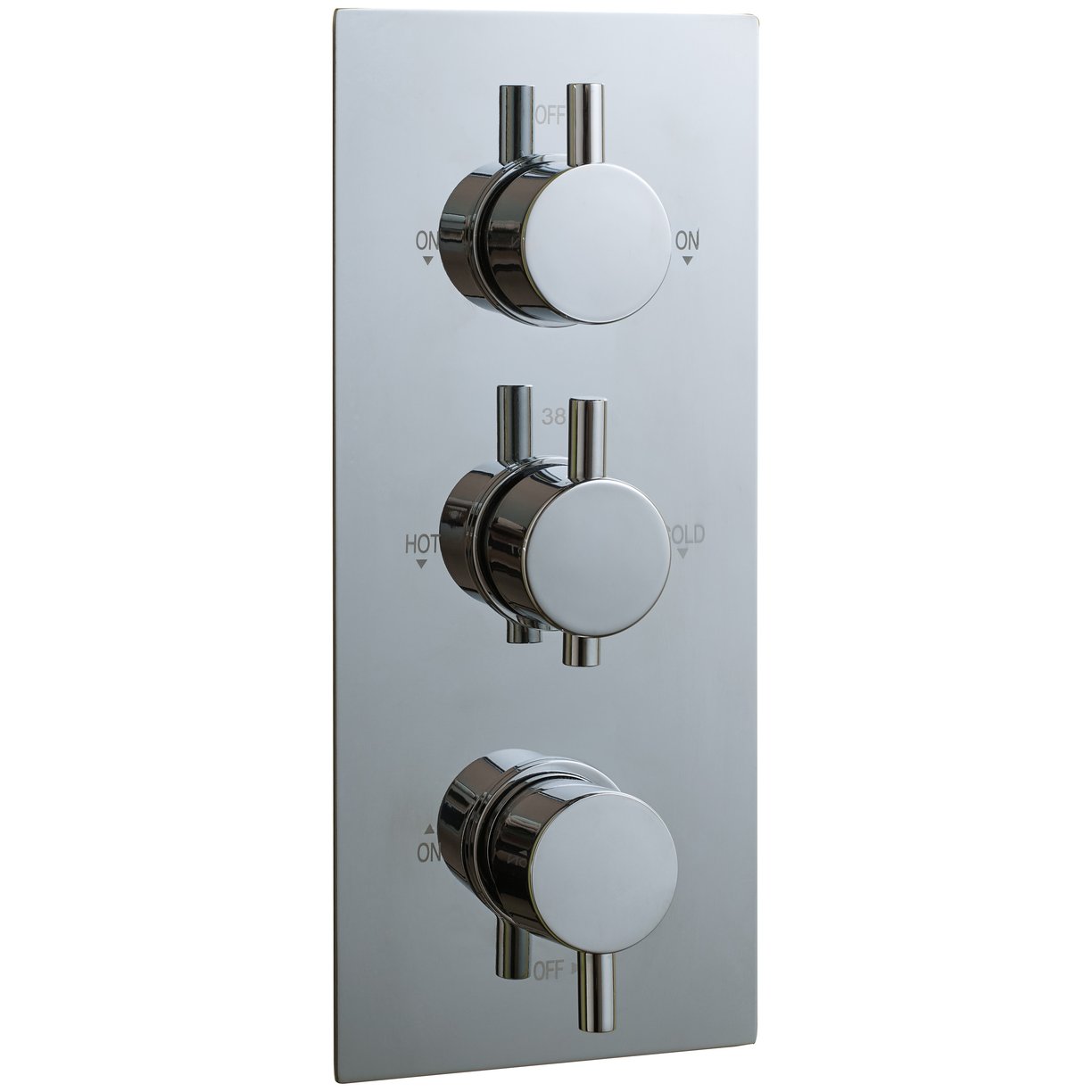 Oban Triple Flow Concealed Shower Valve with Rectangle Faceplate & Round Handles