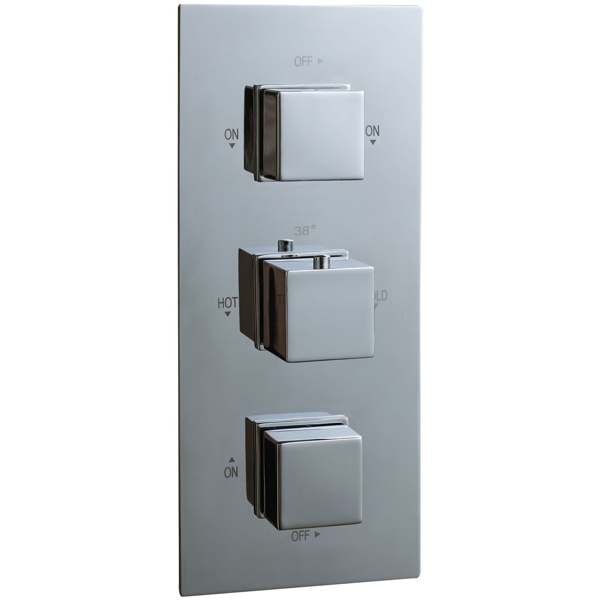 Oban Triple Flow Concealed Shower Valve with Rectangle Faceplate & Square Handles
