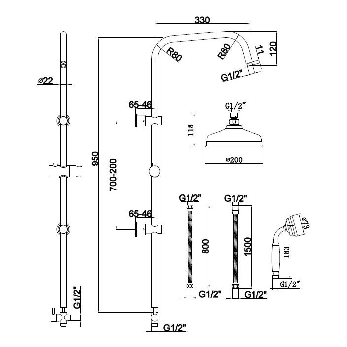 Melrose Overhead Rain Kit