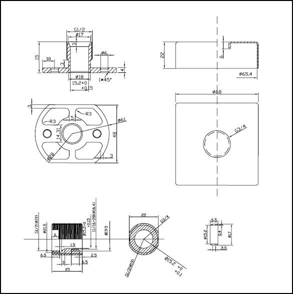 Shower Kit Square Fixing Brackets