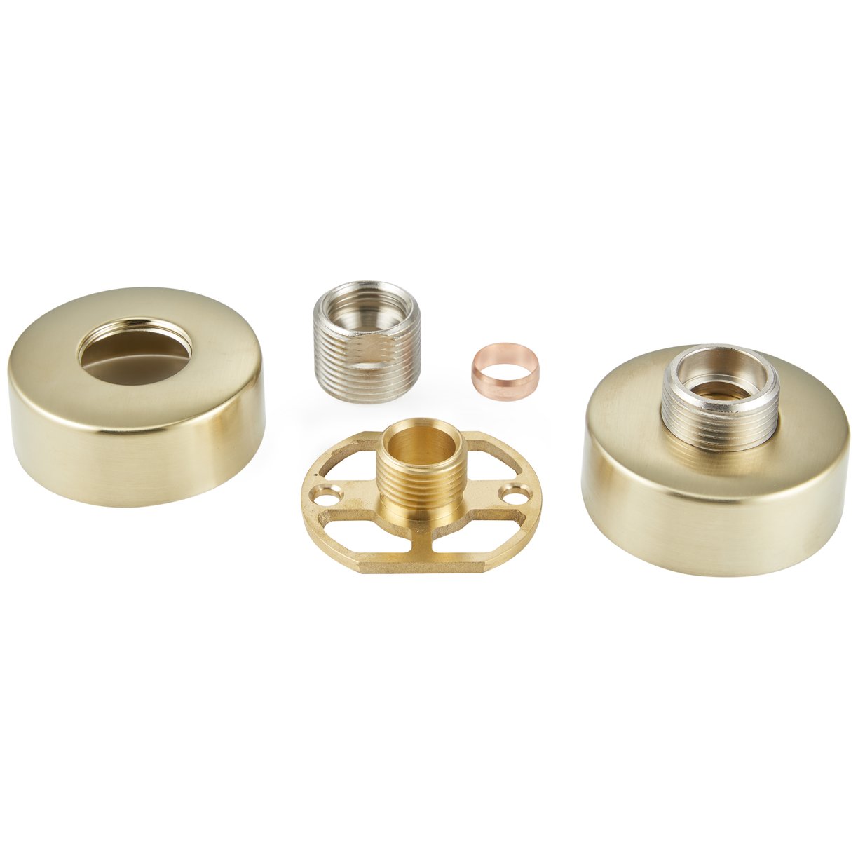 Round Fixing Brackets Brushed Brass