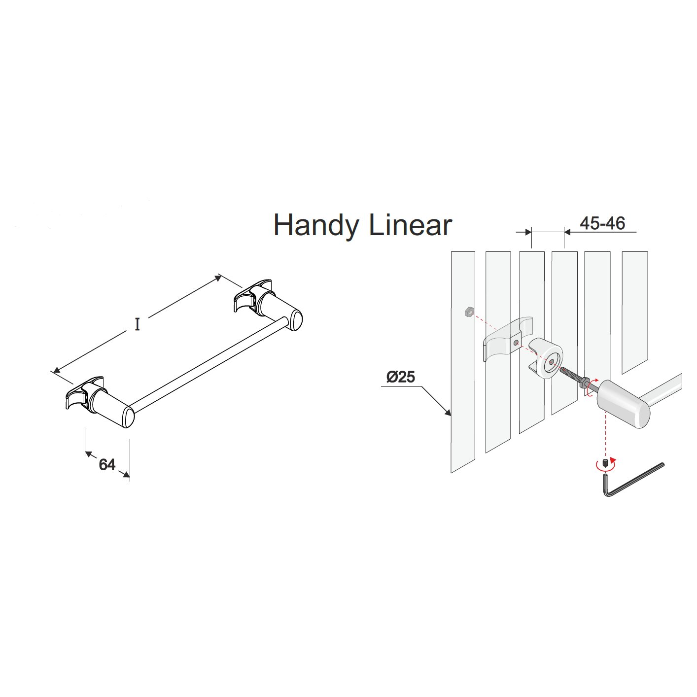 Rivassa Towel Hanger Set with 600mm Bar Chrome