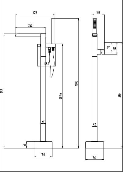 Balfron Floor Standing Bath Shower Mixer and Kit