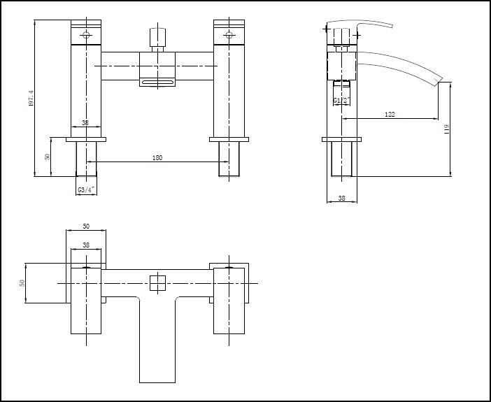Lauder Deck Bath Shower Mixer C/W Shower Kit CP