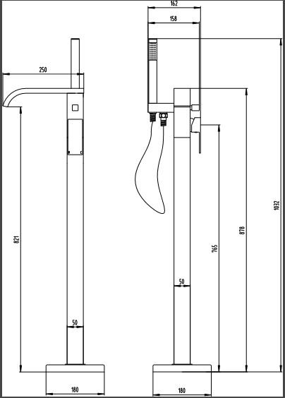 Lauder Floor Standing Bath Shower Mixer and Kit