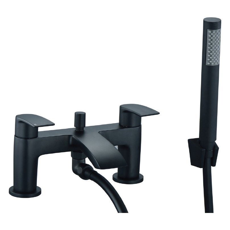 Coll Black Deck Bath Shower Mixer C/W Shower Kit CP