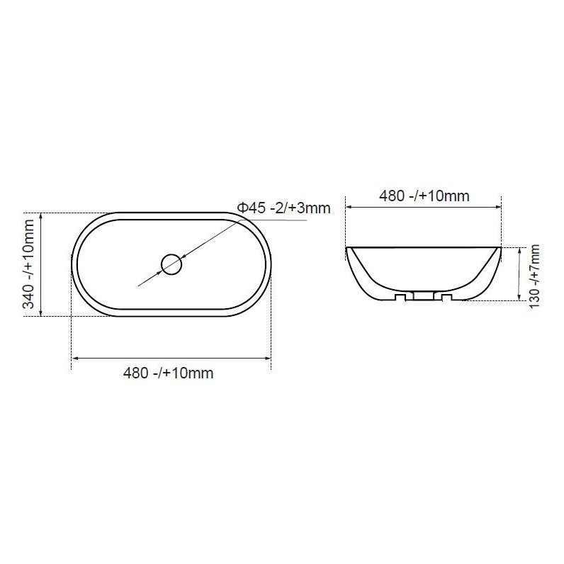Jura 480 x 340mm Oval Washbowl 1TH