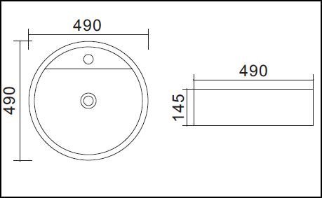 Jura 103 460mm 1H Counter Top Washbasin
