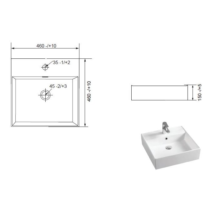 Oban 470 Square Wall Cloak/Sit On Basin 1TH