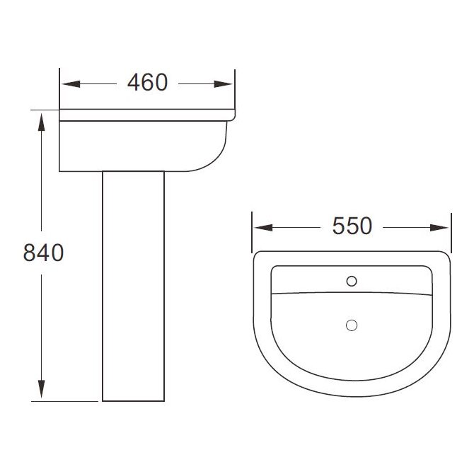 Skara 550 Basin & Semi-Pedestal