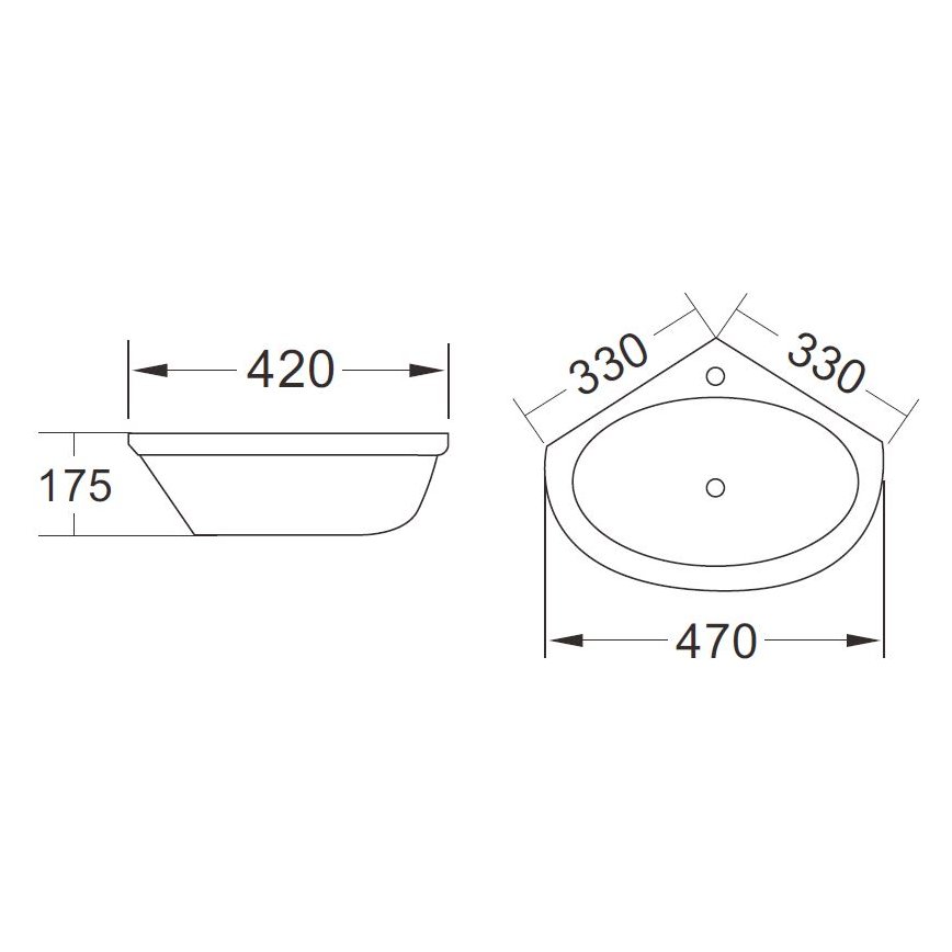 Skara 375mm 1TH Corner Basin